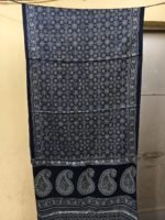 Ajrakh Modal Silk Stole (Deep Navy Blue) - Image 3