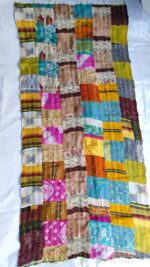 Multicolor Silk Patchwork Kantha Stitch Stole - Image 3