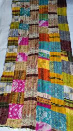 Multicolor Silk Patchwork Kantha Stitch Stole - Image 2