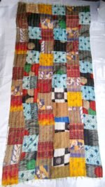 Multicolour Reversible Patchwork Kantha Silk Stole - Image 5