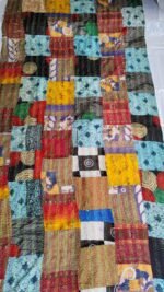 Multicolour Reversible Patchwork Kantha Silk Stole - Image 4