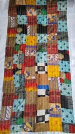 Multicolour Reversible Patchwork Kantha Silk Stole - Image 2