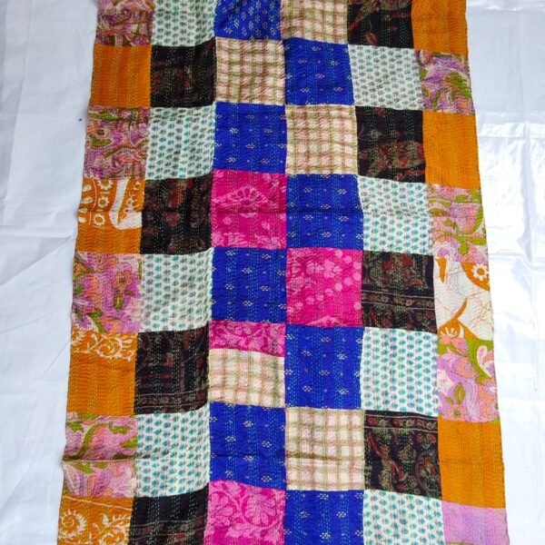 Multicolour - Patchwork Kantha Silk Stole