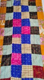 Multicolour - Patchwork Kantha Silk Stole - Image 3