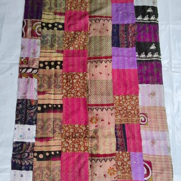 Multicolour - Patchwork Kantha Stitch Silk Stole