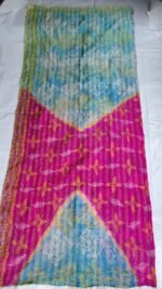 Multicolour - Patchwork Kantha Silk Big Dupatta - Image 4