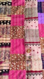 Multicolour - Patchwork Kantha Stitch Silk Stole - Image 3