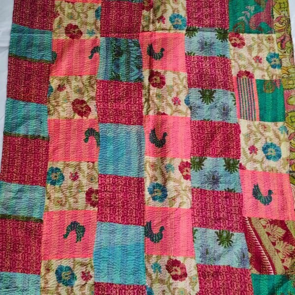 Multicolour - Patchwork Kantha Silk Big Dupatta