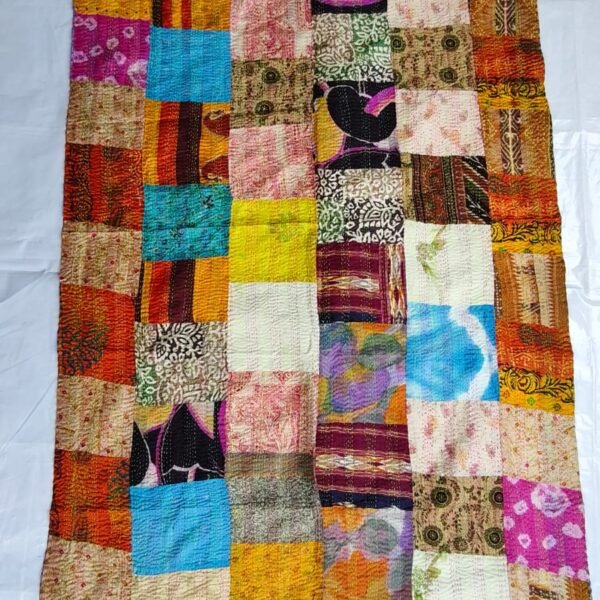 Multicolour - Kantha Stitch Patchwork Silk Big Dupatta
