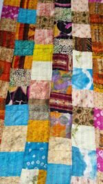 Multicolour - Kantha Stitch Patchwork Silk Big Dupatta - Image 2