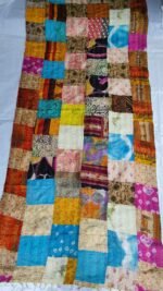 Multicolour - Kantha Stitch Patchwork Silk Big Dupatta - Image 9