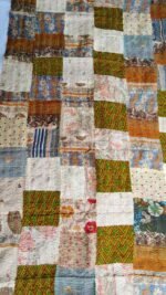 Patchwork Kantha Stitch Silk Dupatta Multicolour