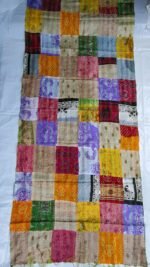 Patchwork Kantha Stitch Silk Stole Multicolour