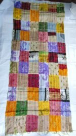 Patchwork Kantha Stitch Silk Stole Multicolour - Image 5
