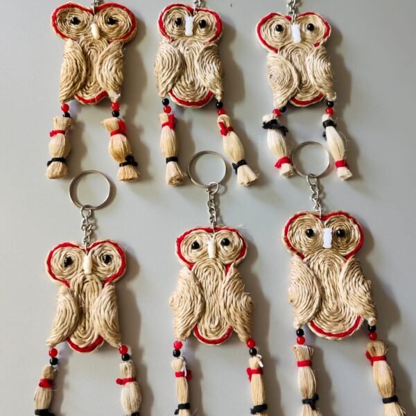 Owl Jute Key Ring - Usable Home and Car Key Ring (6pc)