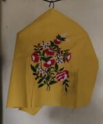 Embroidered Blouse Piece – Floral Motif (Yellow)