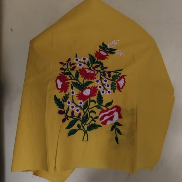 Embroidered Blouse Piece – Floral Motif (Yellow)