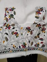 White Blouse Material – Multi-Colored Embroidery