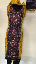 Handcraft Kantha Batik Salwar Suit Piece (Light Yellow) - Image 4