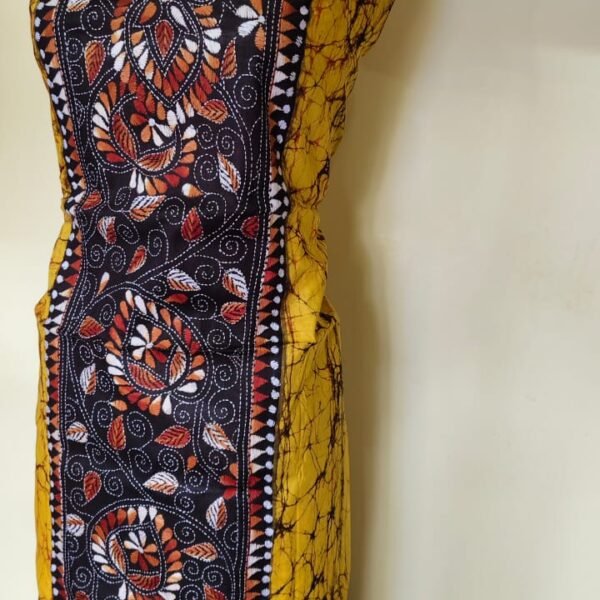 Handcraft Kantha Batik Salwar Suit Piece (Light Yellow)