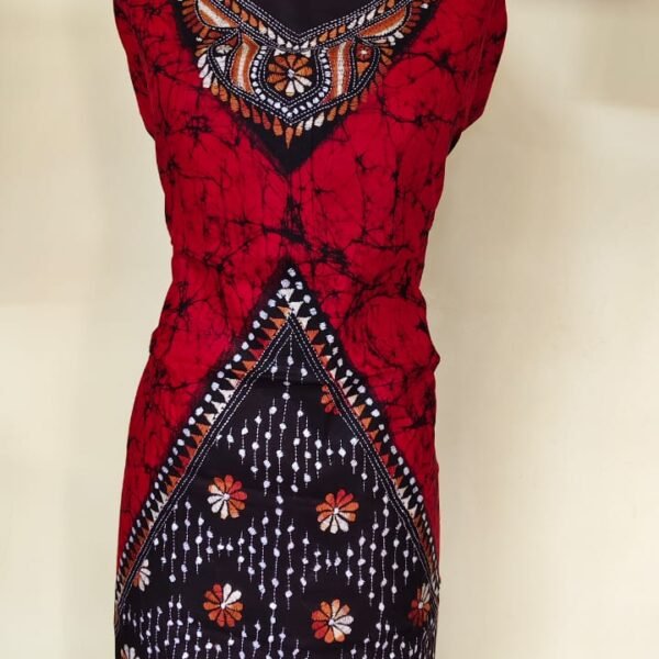 Pure Cotton Kantha Batik Salwar Suit (Red)