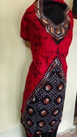 Pure Cotton Kantha Batik Salwar Suit (Red) - Image 3