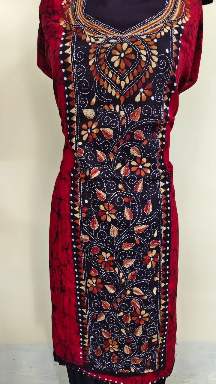 WhatsApp Image 2025-09-14 at 11.37.56_8b84d122 Pure Cotton Kantha Batik Salwar Suit 3Piece (Red) - Image 5