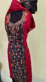 Pure Cotton Kantha Batik Salwar Suit 3Piece (Red) - Image 3