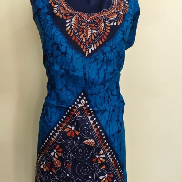Material of Kantha Stitch Batik Salwar Suit blue