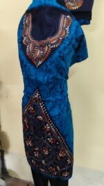 Material of Kantha Stitch Batik Salwar Suit blue - Image 2
