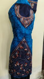 Material of Kantha Stitch Batik Salwar Suit blue - Image 3