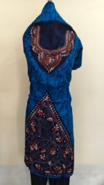 Material of Kantha Stitch Batik Salwar Suit blue - Image 6