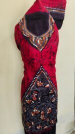 Pure Cotton Kantha Batik Salwar Suit Piece (Red)