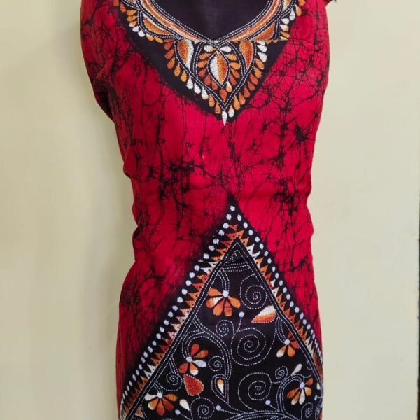 Pure Cotton Kantha Batik Salwar Suit Piece (Red)
