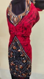 Pure Cotton Kantha Batik Salwar Suit Piece (Red) - Image 2