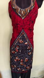 Pure Cotton Kantha Batik Salwar Suit Piece (Red) - Image 6