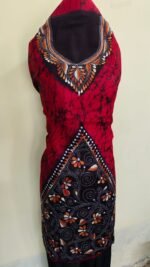 Pure Cotton Kantha Batik Salwar Suit Piece (Red) - Image 5