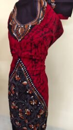Pure Cotton Kantha Batik Salwar Suit Piece (Red) - Image 3