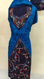 Kantha Stitch Batik Salwar Suit (Blue)