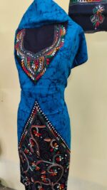 Kantha Stitch Batik Salwar Suit (Blue) - Image 5