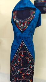 Kantha Stitch Batik Salwar Suit (Blue) - Image 7