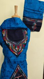 Kantha Stitch Batik Salwar Suit (Blue) - Image 4