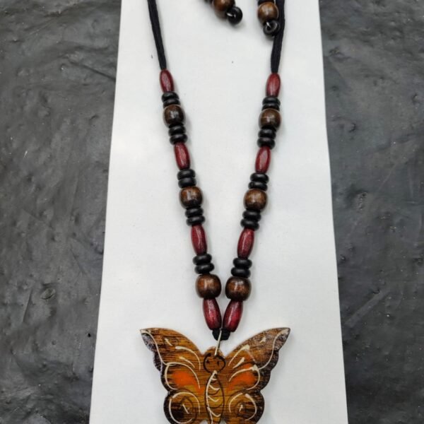 Handmade Wooden Butterfly Pendant Jewellery Set