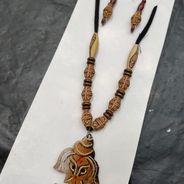 Handmade Wooden Ganesha Pendant Jewellery Set