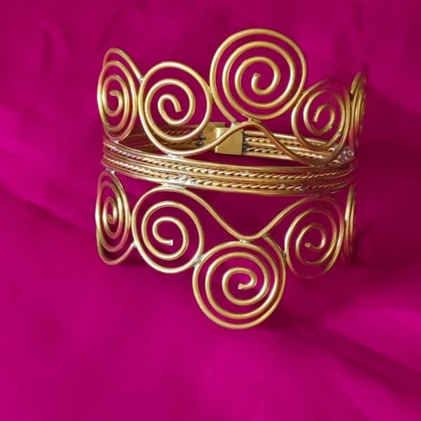 Handcrafted Spiral Brass Cuff Bracelet  for Women