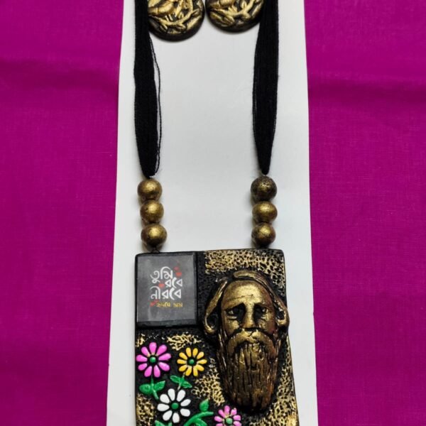 Handcrafted Terracotta Jewellery Set – Rabindranath Design with Floral Art