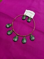 Elegant Floral Terracotta Necklace Set – Hand-Painted Teardrop Design - Image 2