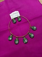 Elegant Floral Terracotta Necklace Set – Hand-Painted Teardrop Design - Image 3