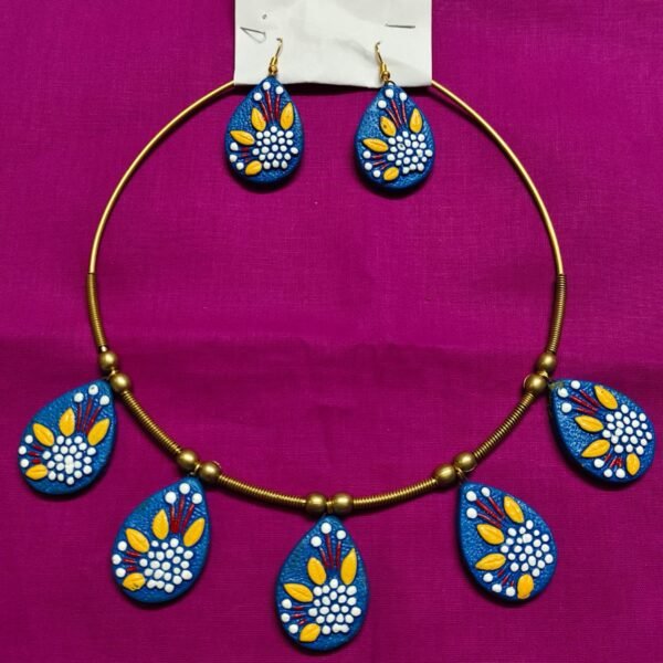 Royal Blue Handcrafted Terracotta Necklace Set