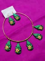 Handcrafted Leaf & Flower Terracotta Necklace Set - Image 2